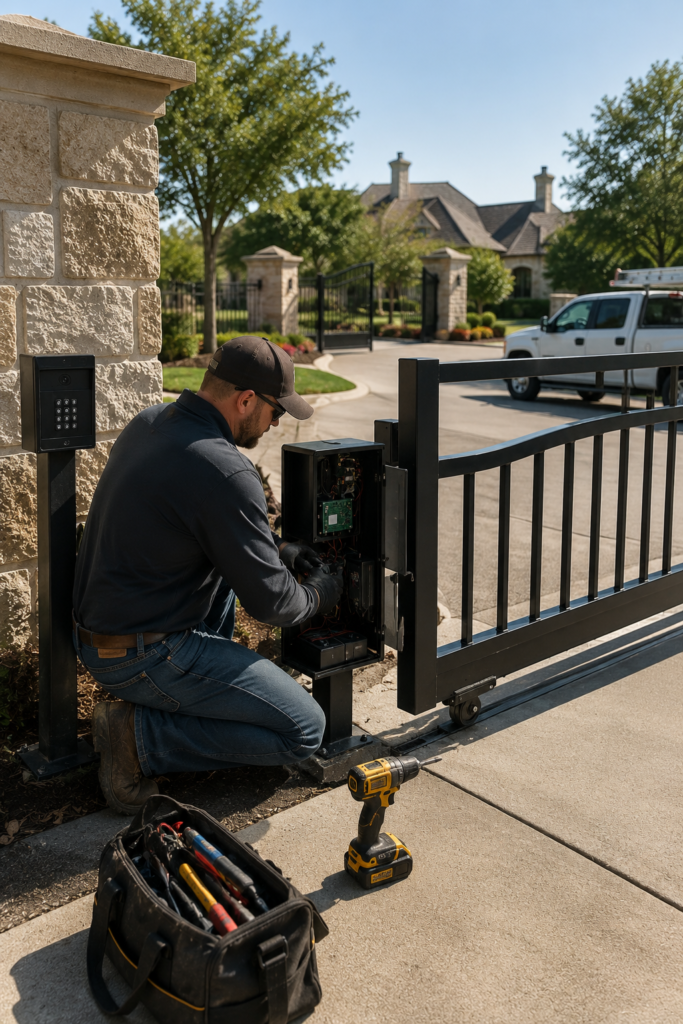 man working on automatic gate