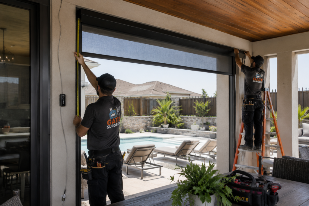 Motorized screen installation dallas fort worth DFW